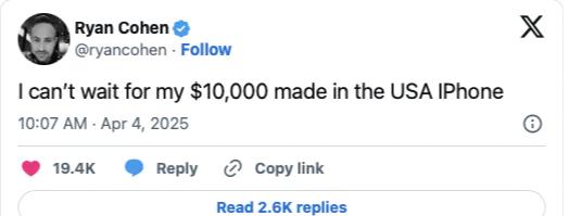 苹果也怕疯狂关税 ,库克的心拔凉拔凉_苹果也怕疯狂关税,库克的心拔凉拔凉_